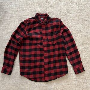 Vans Button Up Red Black Plaid Flannel Shirt Mens Medium